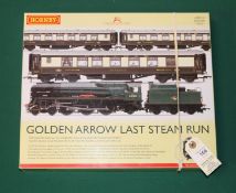 Hornby Hobbies "Golden Arrow Last Steam Run" train pack. R3400, comprising a BR West Country Class