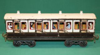 A rare Bing Gauge 3 4 compartment 1st class bogie passenger coach. 43cm buffer to buffer. In L&NWR