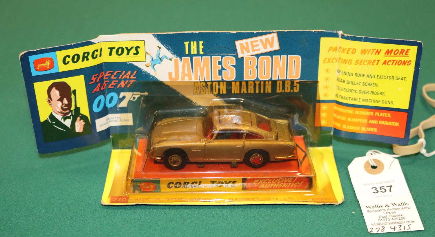 Corgi Toys 'The New James Bond Aston Martin D.B.5' (270). The 2nd type in metallic silver with red
