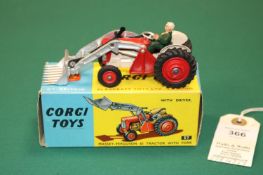 Corgi Toys Massey-Ferguson 65 Tractor With Fork (57). Tractor in red and cream with silver fork