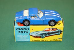 Corgi Toys Marcos 1800 G,T, (324), A harder to find example in blue with white blue stripes to