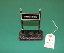 Bing Tinplate Railway display sign, 2 metal posts holding a sign between them. This one has a sign