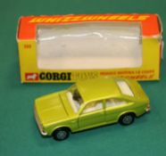 Corgi Whizzwheels Morris Marina 1.8 Coupe (306). An example in metallic lime green with cream