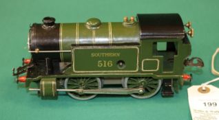 Hornby O gauge No.1 Special 0-4-0 clockwork tank locomotive in lined Southern green livery, RN