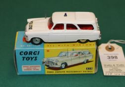 A rare export Corgi Toys Ford Zephyr Motorway Patrol (419). A Dutch issue in white POLITIE livery,
