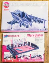 Airfix 1:24 scale Hawker Siddeley Harrier GR1, together with 2x Humbrol Work Stations. All are new