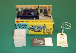Corgi Toys B.M.C. Mini POLICE Van With Tracker Dog (448). Van in dark blue with red interior, POLICE