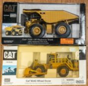 2 Cat 1:50 scale Construction Vehicles. Cat 854G Wheel Dozer, And a Cat 793D Off Highway Truck, With