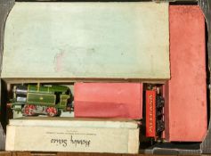 Hornby O Gauge electric 3-rail 0-4-0 tank locomotive in GWR lined Brunswick Green livery, with red