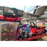 Quantity of children's toys to include car garage, Lego, pull along toys, soft toys, etc.