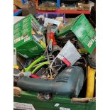 A box of tools, electric drill, Bosch sander, etc.