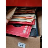 A box of assorted LPs and 45s.