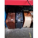 2 vintage cases and an Alfa electric sewing machine with pedal, in case.