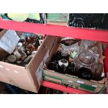 2 boxes of ceramics / china and glassware to include Chokin ware, cranberry glass, paperweight,
