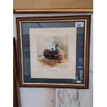 A David Shepherd signed print 'The East Somerset Railway 'Jinty' Class 3F 47493 at Cranmore', 15cm x
