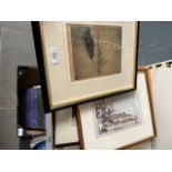 A group of prints and signed etchings including 2 Jackson Simpson and one Percy Lancaster