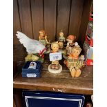 5 Goebel Hummel figures including Let's Sing, and girl with Chicks, produced 1960s to 1972