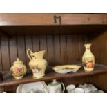 Aynsley Orchard Gold - 5 items including jug and vase each appx 17cm high