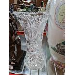 A cut crystal glass vase.