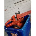 A Husqvarna 36 air injection petrol chainsaw - not working ( requires service ), together with