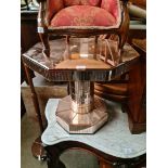 A 1930s Art Deco mirrored peach glass occasional table.