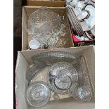 Two boxes of assorted glassware