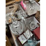 3 boxes of glassware including Edinburgh Crystal decanter, ships in bottles, decanter and glasses