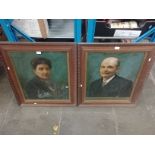 A pair of early 20th century portraits, with presentation label for 1917.
