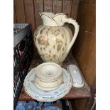 Mixed pottery including large jug, plates etc.