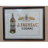 A J. Faure & Co. Cognac poster, glazed and framed 57cm x 46cm.