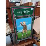 A golfing themed bedside cabinet with applied golfer and painted with "St Andrews Golf Club 1900".