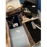 A box of costume jewellery, some boxed