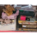 A selection of vintage toys, board games, soft toys, doll etc.