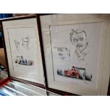 Two S Taylor signed limited edition Formula 1 prints, Nigel Mansel and Damen Hill.