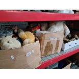 3 boxes of soft toys to include 2 antique bears, etc.