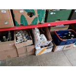 9 boxes of miscellaneous ceramics, pottery, glass, metalware, wool, etc.