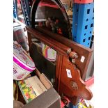 A walnut framed mirror, a Russian painted plaque and an oak frame.