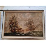 Spanish 20th Century, galleons, oil on board, 90cm x 57.5cm, signed 'J Colso' and dated (19)75,