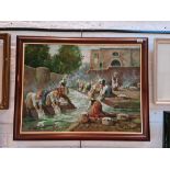 Italian 20th century school, oil on canvas, street scene, 77.5cm x 57.5cm, signed 'Enrico