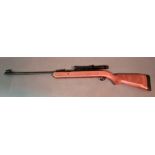 A B.S.A Airsporter .22 calibre air rifle, 102cm long, with a B.S.A 4 x 20 sight.(BUYER MUST BE 18