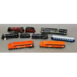 A collection of Hornby, Lima and Tri-ang locos and a Mainline loco with wagon.