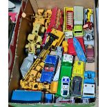 A box of various die-cast toys to include Corgi, Dinky, Majorette, Matchbox, etc.