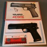 A Milbro G10 .177 calibre air pistol, serial no.6A0900280, 22cm long, with box & instructions. (