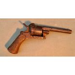 An antique Belgian pinfire revolver.