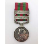 India Medal 1895-1902 awarded to private J Funnel 2nd Royal Sussex Regiment, '3969 PTE J FUNNELL 2ND