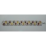 An amber set bracelet, marked '925', length approx. 20cm.