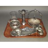 A tray of assorted Art Nouveau metal work comprising mainly WMF, also including a French silver