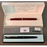 A Waterman's refillable pen with 18ct gold nib and box together with a Papermate pen.