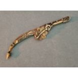 A late 19th century Russian miniature dagger, marked 84, St. Petersburg hallmarks, gilt on silver,