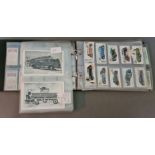 An album of old / vintage cigarette cards to include military, motor cars, merchant ships of the